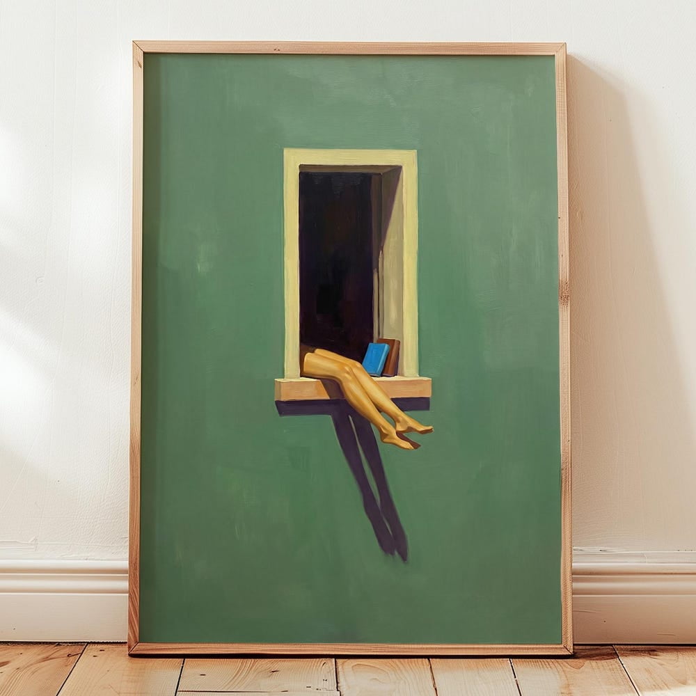 Book Literary Green Reading Nook Surreal Reader Poster