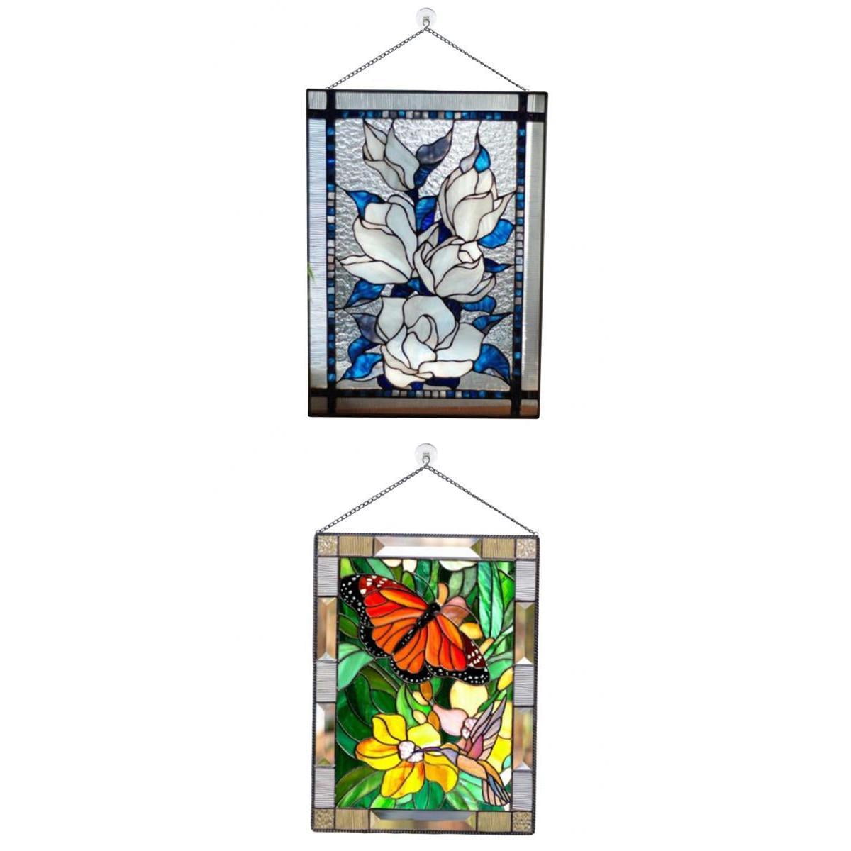 Window Hangings Panel Stained Glass Window Hangings Panel Flowers Window Hanging Decorations Decor Home Window Treatments Glass Window Hangings Stainglass Window Decor Wall Art Flowers Designs Walmart Com