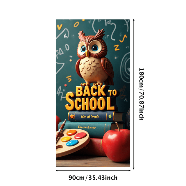 Colorful Back to School Themed Banner with Owl Book Train Elements Party Backdrop Decorations for School Events Classroom Decorations Student Celebrations