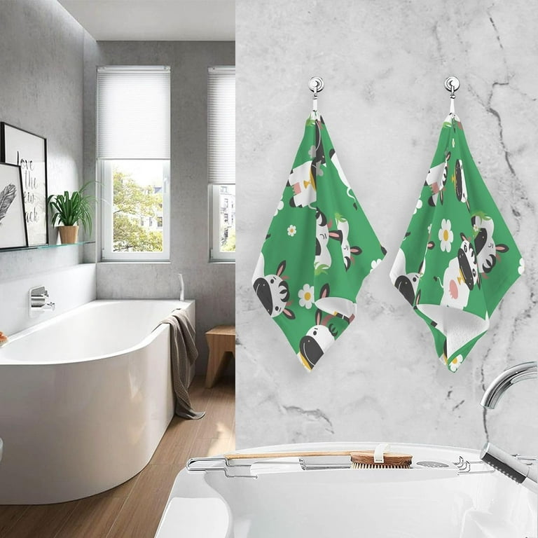 Wellsay Cute Cows Bath Hand Towel Soft Cotton Highly Absorbent Fingertip Towels for Bathroom Beach Kitchen Sports Gym Yoga Travel 2 Pieces Towel Sets 28x16 inch Walmart