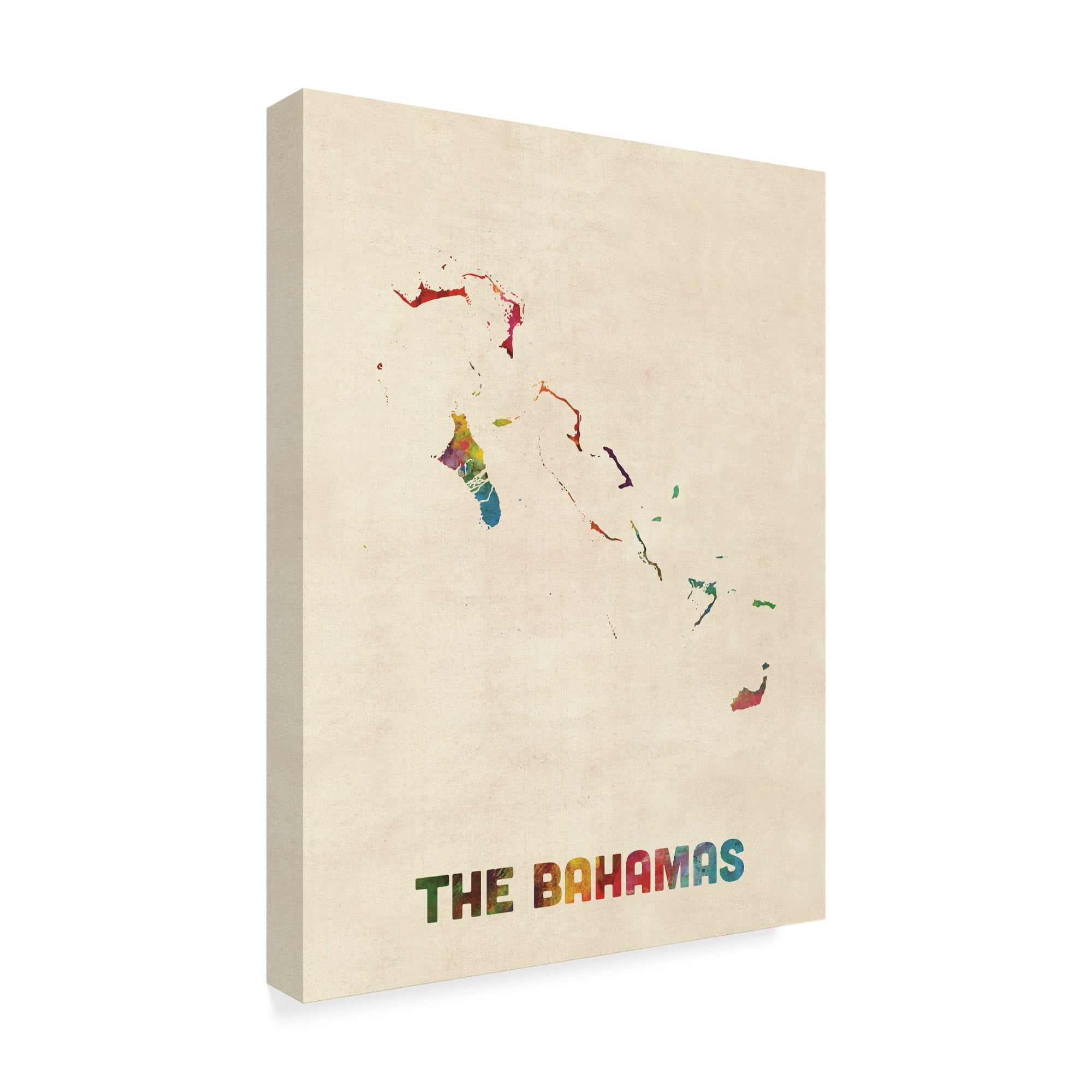 Trademark Fine Art 'The Bahamas Watercolor Map' Canvas Art by Michael Tompsett
