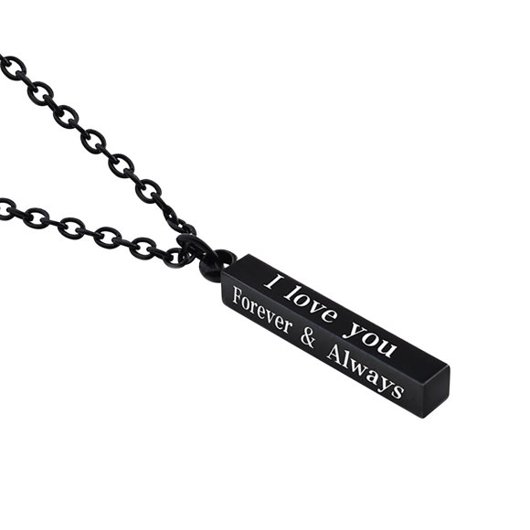 RKSTN Necklaces For Women I Love You Stainless Steel Wishing Column Pendant Necklace Black Column Necklace Couple Jewelry Name Necklace Personalized Jewelry For Women