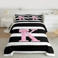 thumbnail image 2 of Feelyou Girls Glitter K Queen Comforter Set, Initial A to Z Letter Bedding Sets, Bling Diamond Ribbon Reversible Bedding Comforter Set, Breathable Home Decor,3 Pieces, 2 of 8