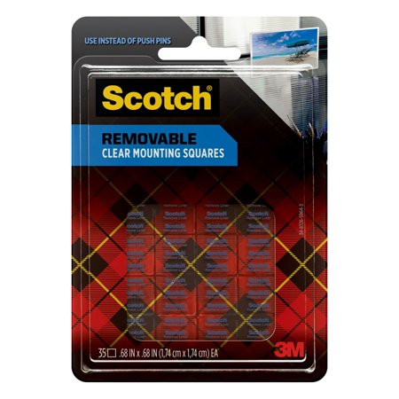 UPC: 0021200725340 | Scotch Removable Clear Mounting Squares  .68  x .68  Squares  35 Total