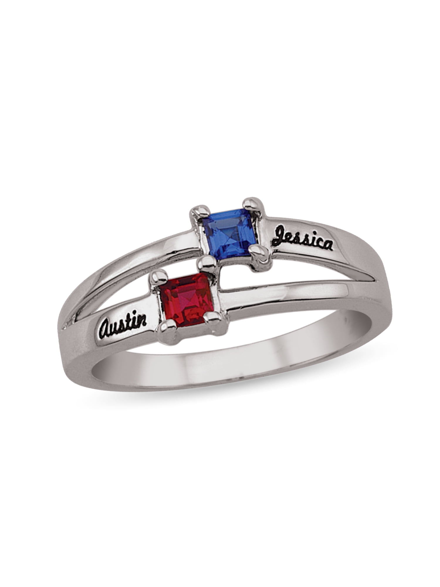 Personalized Engravable Couple's Birthstone Ring in 10K Gold by Jewlster