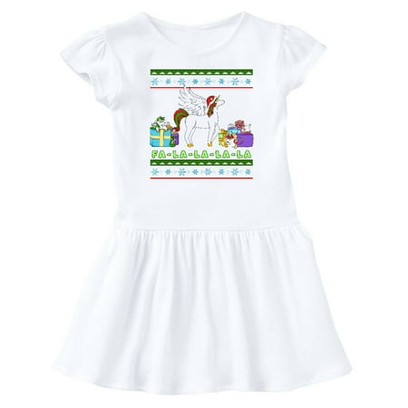 

Inktastic Christmas Festive Unicorns Fa-La-La-La-La Gift Baby Girl Dress