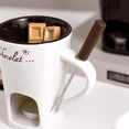 thumbnail image 5 of Sykixib Chocolate Melting Cup Set Ceramic Fondue Mug with Candle & Forks for Cheese, Chocolate & Date Nights Brown, 5 of 9