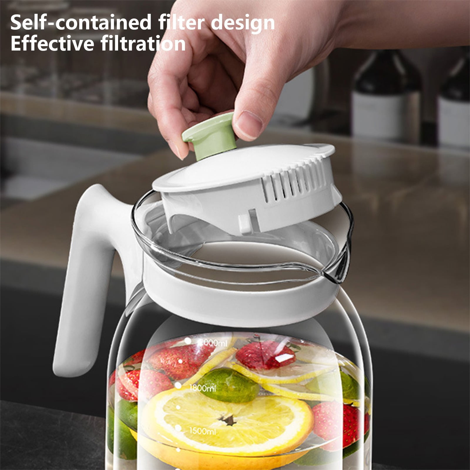 Large Capacity Glass Pitcher, 2.2L Cold Brew Tea Water Bottle, Borosilicate Explosion-Proof Beverage Dispenser, Chilled Lemon Infuser Carafe, Durable Kitchen Jug