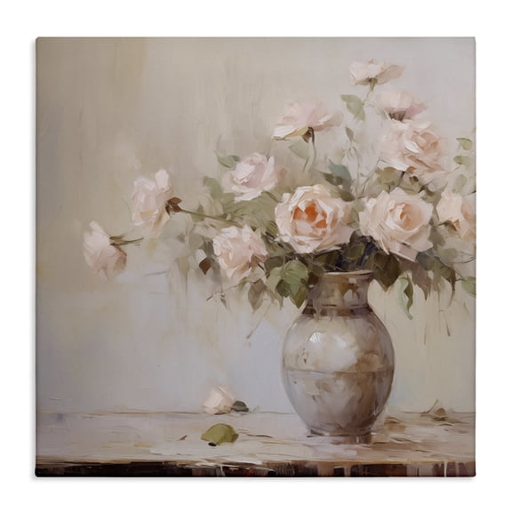 Stupell Industries Romantic Rose Bouquet Floral Painting Wrapped Canvas Canvas Art Print Wall Art, 17 x 17