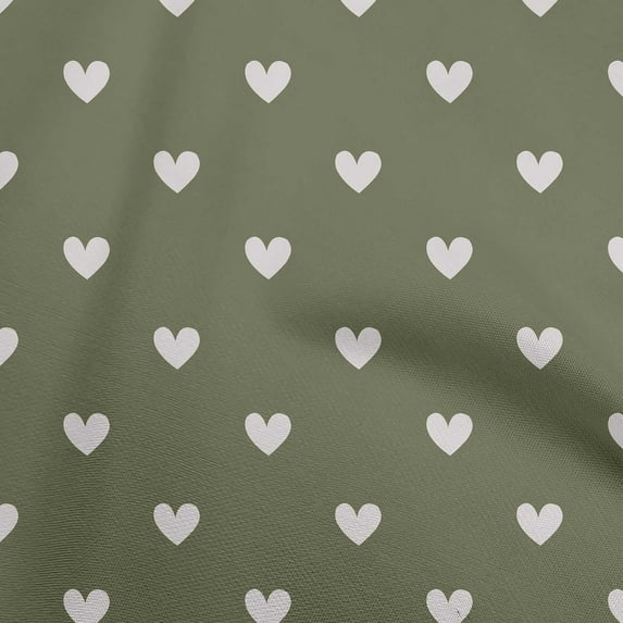 oneOone Rayon Light Green Fabric Hearts Sewing Material Print Fabric By The Yard 56 Inch Wide