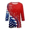 thumbnail image 5 of 4th of July Shirts Women Plus Size Loose 3/4 Sleeve Red White and Blue Print Tshirts Crew Neck USA 250th Anniversary Celebration Party Pullover Independence Day Patriotic 1776-2026 Blouses, 5XL, 5 of 5