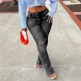 thumbnail image 2 of VBVC Women's Ripped Bootcut Denim Pants , High Waisted Flare Jeans For Women,Ladies' Frayed Hem Slim Fit Trousers with Pockets,Black,S-2XL, 2 of 8