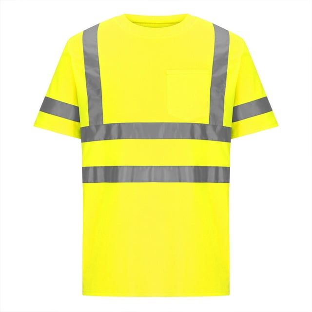 Styesk T-Shirts pour Homme Poche pour Hommes Bande Réfléchissante Col Rond Manches Courtes Respirant Décontracté Ample