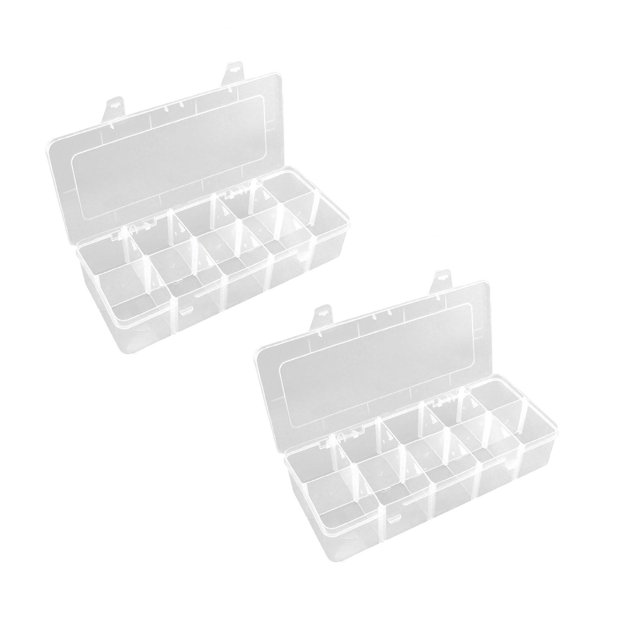 2PC Produce Storage Snack Box Containers For Little Boys And Girls Snack Box Containers With 10 Adjustable Compartments Snack Box For Travel Party Meals Portable Easy To Use And Clean Clear