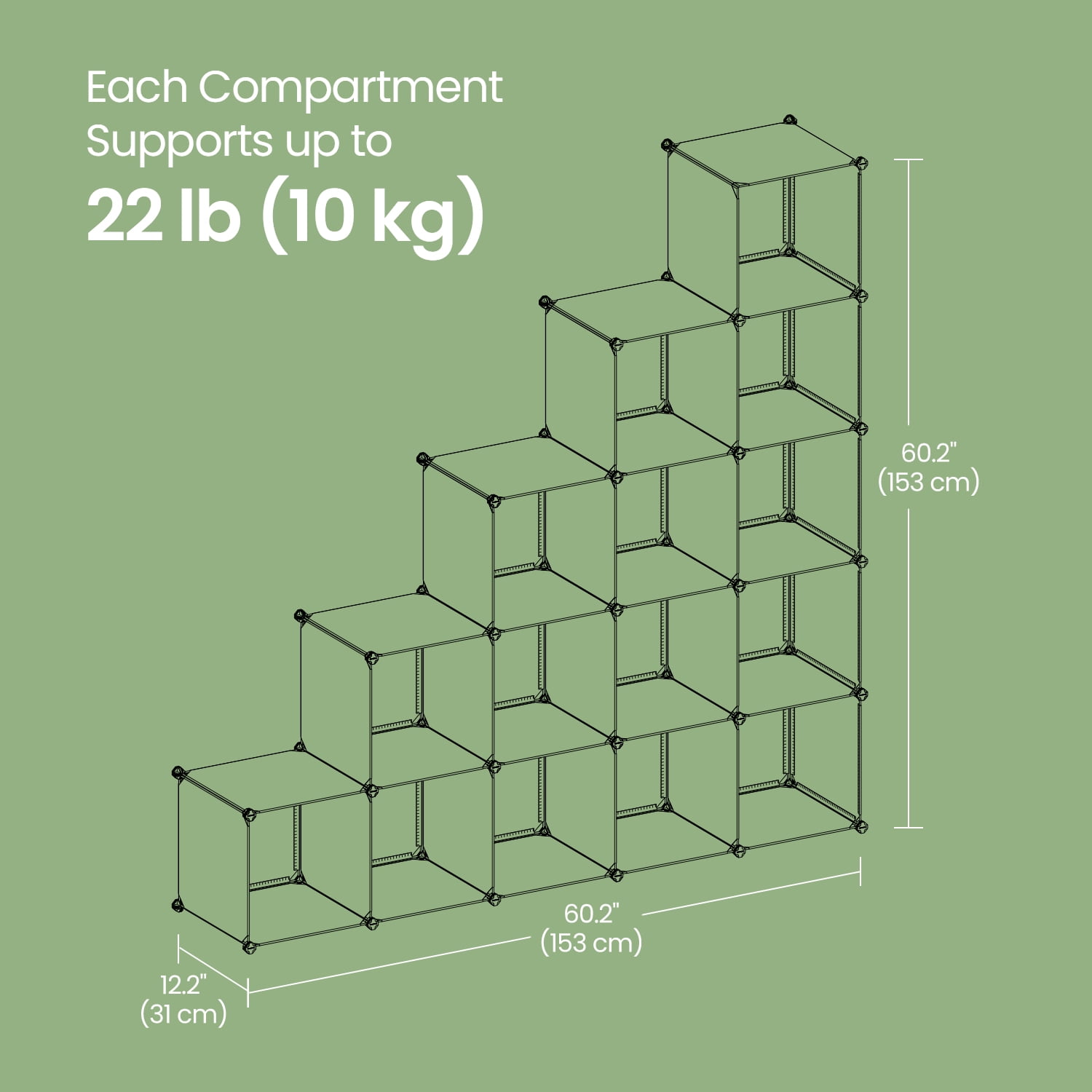 LEDREM 16-Cube Modular Storage System - Heavy Duty Plastic&Metal nizer,Tool-Free Assembly, Multi-Functional Use, All age,Black