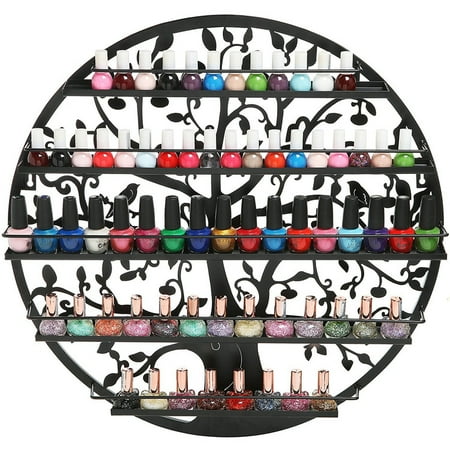 Nail Polish Rack, 5Shelves Nail Polish Wall Mount Art Display Organizer Holder (Black)