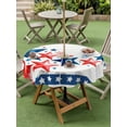 thumbnail image 4 of Outdoor Tablecloth with Umbrella Hole for Patio/Picnic/Party/Camping, Red Blue Star 4th of July Waterproof Table Cloth Round Cover Washable, Independence Day Firework (Dia 54"), 4 of 9