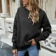 thumbnail image 4 of Sudadera Sudadera informal mezclada de algodón con cuello redondo, ropa de otoño para mujer, traje diario grueso Ygjytge Negro T L para Mujer, 4 of 7