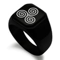 thumbnail image 3 of Tioneer Stainless Steel Celtic Triskele Triskelion Triple Spiral Engraved Adult Square Flat Male Top Biker Style Polished Signet Ring, 3 of 5