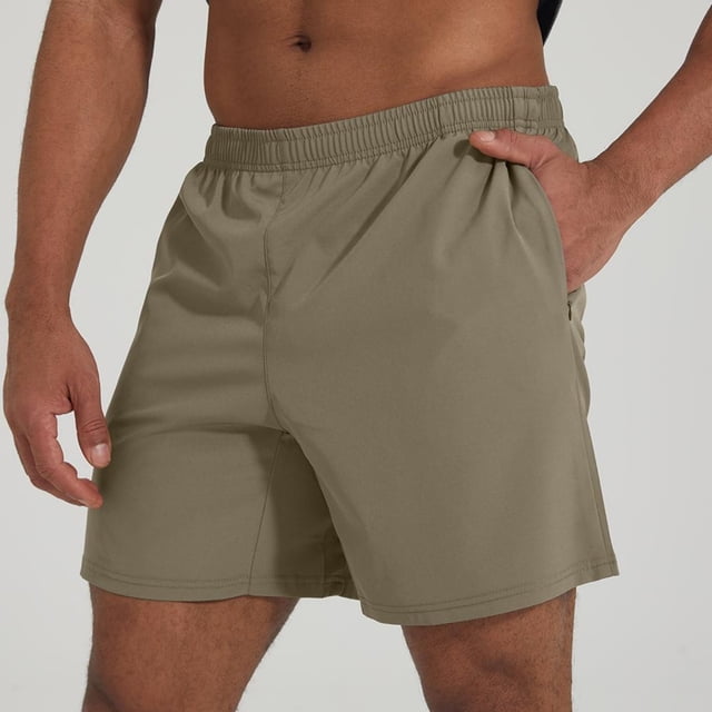 pstuiky Pantalones cortos deportivos para hombre, Pantalones cortos deportivos de lino sintético con bolsillos y cintura elástica para hombre, de pierna recta, para playa, hasta la rodilla.