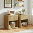 thumbnail image 6 of Night Stand Set 2, 22.8" Wide Fluted Nightstands with Drawer and Storage, Mid Century Bedside Table End Table, Large Modern Wood Nightstand for Bedroom Sofa Office, 6 of 7