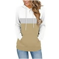 thumbnail image 2 of Taylonsss Womens Color Blocked Fashion Loose Fit Long Sleeve Hooded Sweatshirt with Pockets Comfortable Casual Top for Daily Wear, Dating, Party, Work and Vacation Outfit, 2 of 6