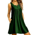 thumbnail image 4 of Vestido De Mujer Chaleco Con Botones Plisados ​​Camiseta Vestido Sin Mangas Con Bolsillo Casual, Verde Oscuro, S Advancent AP002060-26, 4 of 6