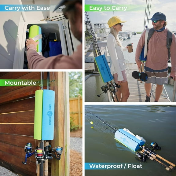Fishing Rod Carrier – Inshore & Fly Rods Only – Lightweight Waterproof EVA Travel Case – Holds 4 Rods – Mountable, Floatable, Hands-Free Fishing Rod Case & Carrying Tube