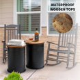 thumbnail image 3 of PERFNIQUE Farmhouse Storage End Table, Set of 2 Rustic Ottoman Seat Stool, Barrel Metal Accent Coffee Table with Round Wooden Lid for Living Room, Outdoor Patio Nesting End Tables (Black), 3 of 7