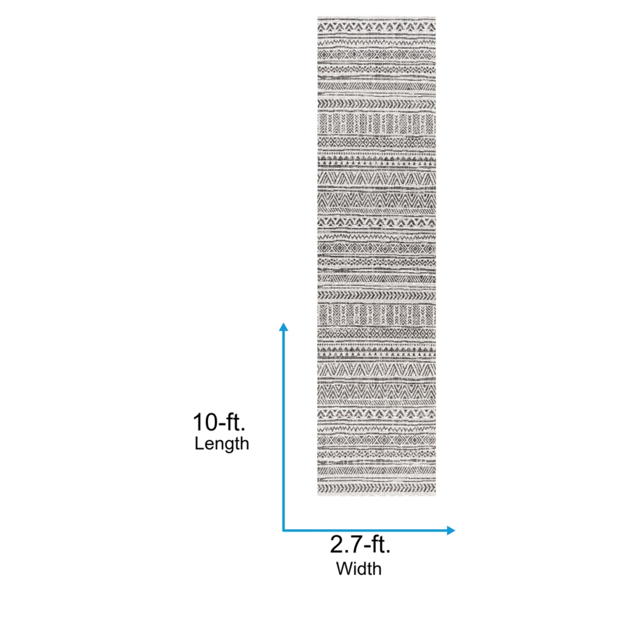 Livabliss Outdoor Rugs, 3x10 Eagean Global Black Runner Area Rug for Patio, Porch, Deck, Backyard, Waterproof Indoor Outdoor Carpet (2'7" x 10' Runner)
