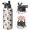 Pug and Party Hats White Pattern, variant on Cavalier King Charles Spaniel and Floral Insulated Water Bottle with Straw, Vacuum Insulated Stainless Steel Drink Container Built-in Carry Handle Gifts Ideas for Teens Adults Office Workers Teachers
