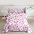thumbnail image 2 of Manfei Teens Pink Flowers 3 Pieces Queen Comforter Set,Spring Garden Ultra Soft Bedding Sets,Cherry Blossom Bedding Comforter Set Breathable,Breathable Home Decor,Reversible, 2 of 8
