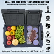 VEVOR Car Refrigerator, 12 Volt Car Refrigerator Fridge, 40 L Dual Zone Portable Freezer,4℉-68℉ Adjustable Range, 12/24V DC and 100-240V AC Compressor Cooler