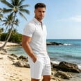 thumbnail image 2 of GrmtClth Mens Classic Polo 2 Piece Set Solid Short Sleeve Shirt and Elastic Waist Shorts Casual Breathable Daily Athletic Outfit White 3XL, 2 of 6