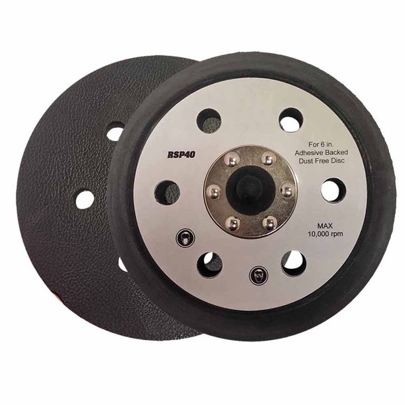 Superior Pads and Abrasives RSP40 6" Dia 6 Vacuum Holes 5/16"-24 UNF Threaded Shaft PSA/Adhesive Back Sanding Pad replaces Porter Cable 17000