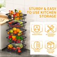 thumbnail image 3 of Fruit Basket for Kitchen Stackable Fruit Vegetable Storage Baskets with Wheels Metal Wire Storage Basket Organizer Cart for Kitchen Livingroom Diningroom Office, 3 of 9