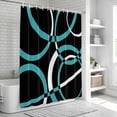 thumbnail image 5 of Polyester Fabric Turquoise Geometric Shower Curtain, Modern Abstract Aesthetic Striped Art Waterproof Bathtub Curtain Bathroom Decor Set with Hooks 36 x 72 Inches, 5 of 6