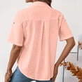thumbnail image 4 of Gfyviroh Linen Shirts for Women Short Sleeve Summer Lightweight Shirts Button Front Pockets Loose Shirts, 4 of 6