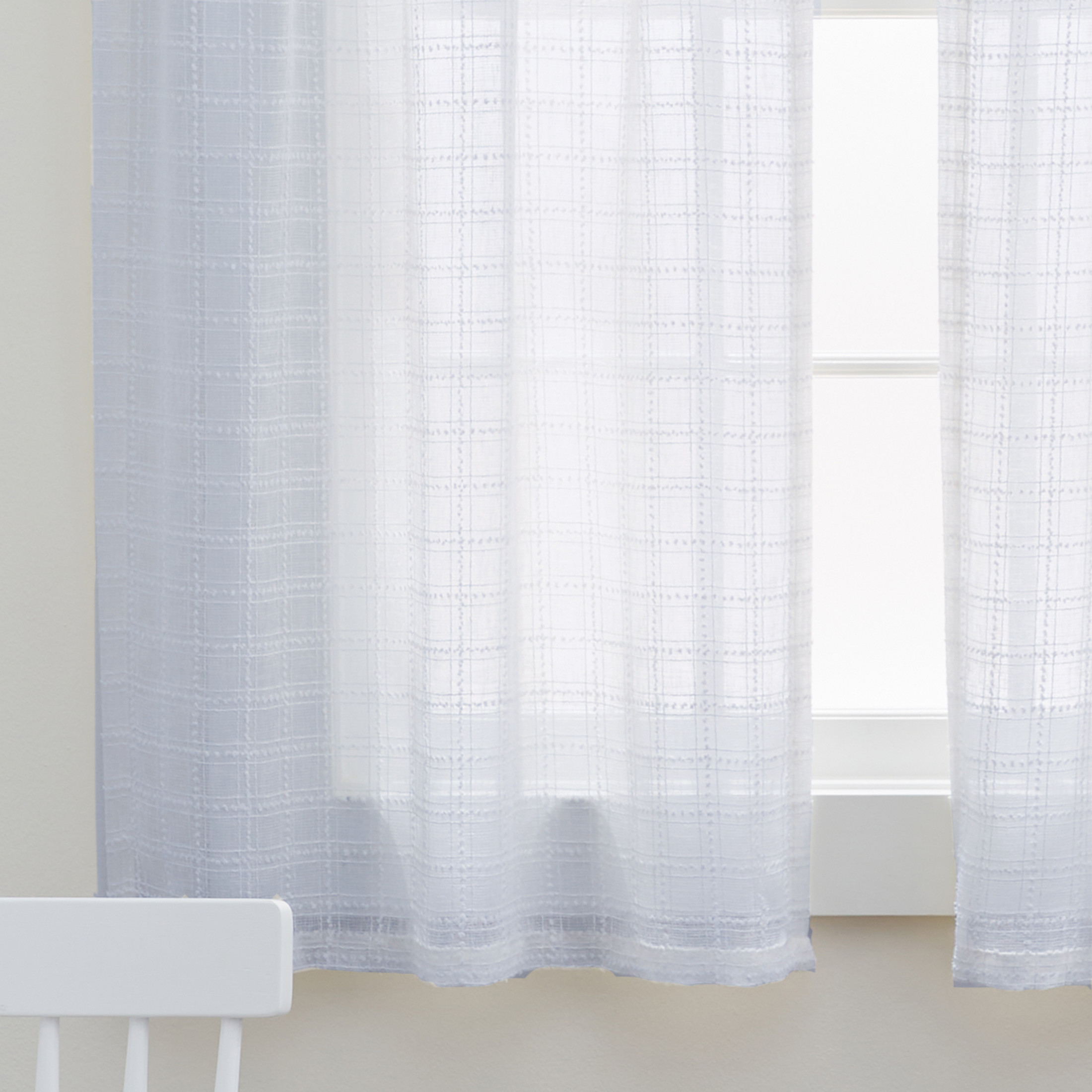 Better Homes & Gardens Tonal Windowpane Valance & Tier Set, 3 Piece Indoor Curtain, Soft Silver, 60"W x 36"L, Adult