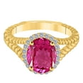 thumbnail image 2 of Mauli Jewels Rings for Women 1.45 Carat Diamond And Oval Shape Pink Topaz Ring 4 Prong 10KYG, 2 of 6