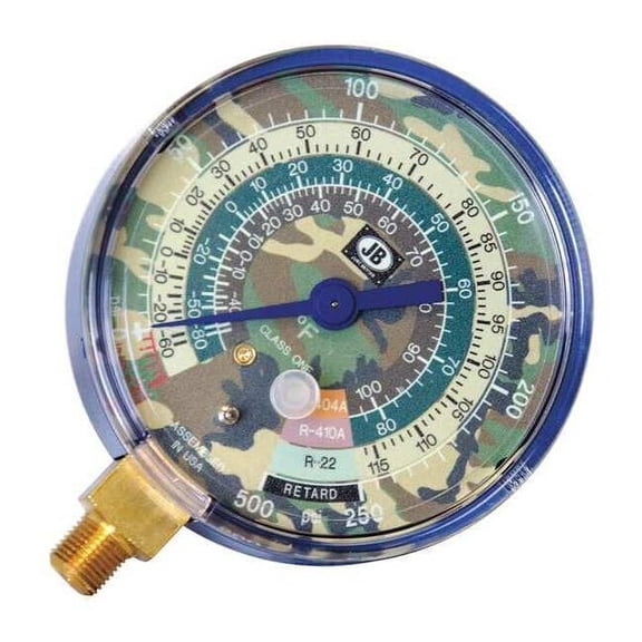 Jb Industries Gauge,3-1/8 In Dia,Low Side,Camo,500 psi M2-924CM