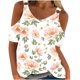 thumbnail image 1 of Fiudx Ofertas Flash Artículos En Oferta Blusas con Estampado Floral para Mujer, Camiseta con Hombros Descubiertos, Camiseta de Manga Corta con Cuello En V, 1 of 4