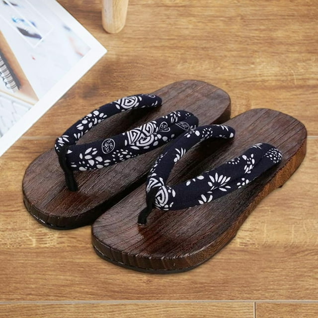 BELOVING Sabots Pantoufles Traditionnels Japonais Intérieur Bleu Rond 43