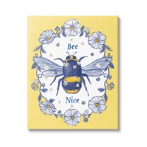 Bee Nice Floral Insect Wreath Animals & Insects Graphic Art Gallery Wrapped Canvas Print Wall Art