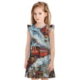 thumbnail image 1 of Fotbe Red Train Hot Air Balloon Vestido de Dormir para Niñas de 3 a 10 Años, Mangas Cortas, Estilo Princesa, Pijama Camisón con Mangas Voladas-Small, 1 of 6