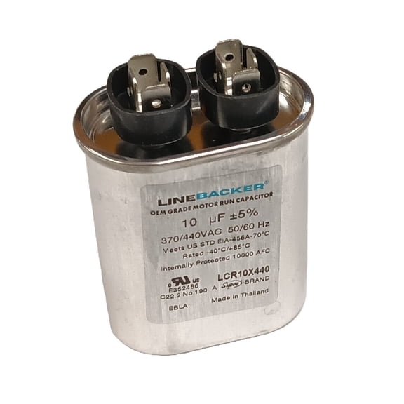 Linebacker Motor Run Oval Capacitor, 10 Mfd., 440 Volt, LCR10X440