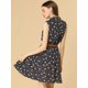 thumbnail image 3 of Vestido sin Mangas Allegra K Floral azul Marrón Oscuro M, 3 of 6