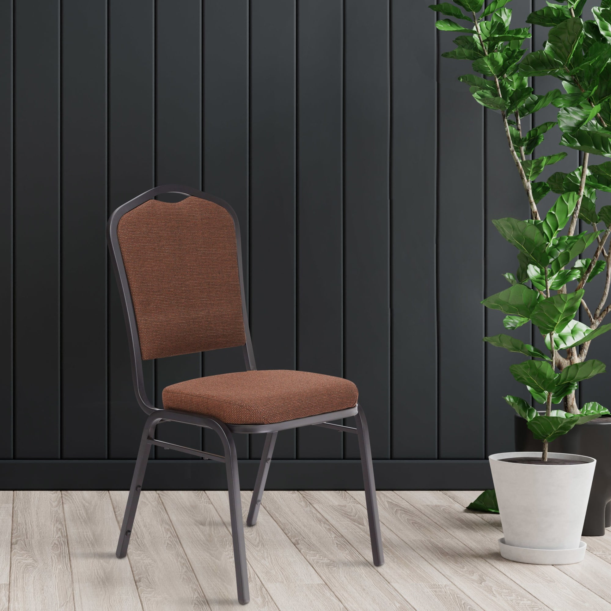 National Public Seating 9300 Series Deluxe Upholstered Banquet Chairs, Chocolatier/Black, Pack Of 2 Chairs
