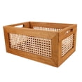 thumbnail image 1 of BESTYASH Vintage Style Khaki Wood Storage Basket with Handles Rectangular Wood Crate for Pantry and Books, 1 of 6