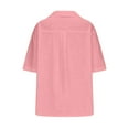 thumbnail image 6 of Sevevn Women's V-Neck Short Sleeve Loose Button Cotton And Linen Tunic Summer Blouse Shirt Family Gifts Pink XXL, 6 of 7